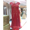 2017 Rote elegante Suzhou kurze Hülse sehen durch Tulle-Hals-wulstige Sequins-Dekoration-Meerjungfrau-Abend-Kleid